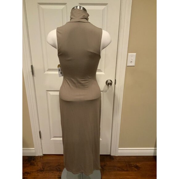 Good American Light Brown High Neck Sleeveless Maxi Dress, Size Small (1) - Picture 5 of 7